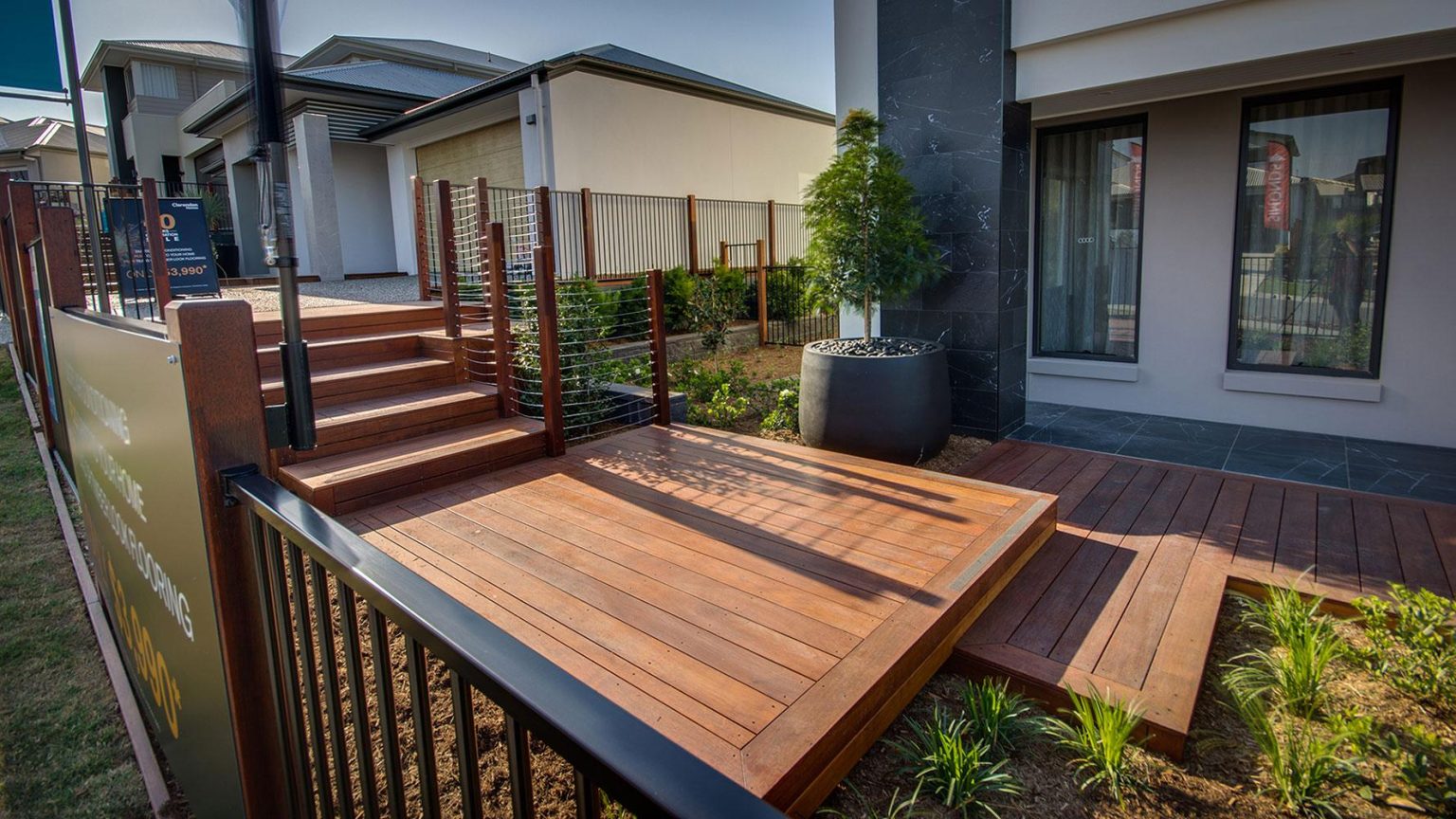 Brisbane Show Home Claredon Deck Between Display Homes