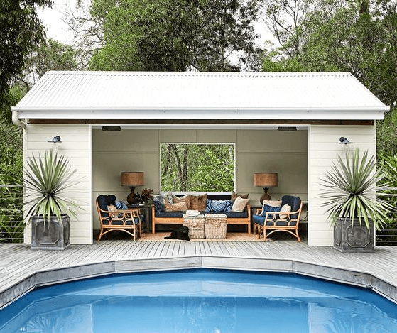 outdoor room by the pool